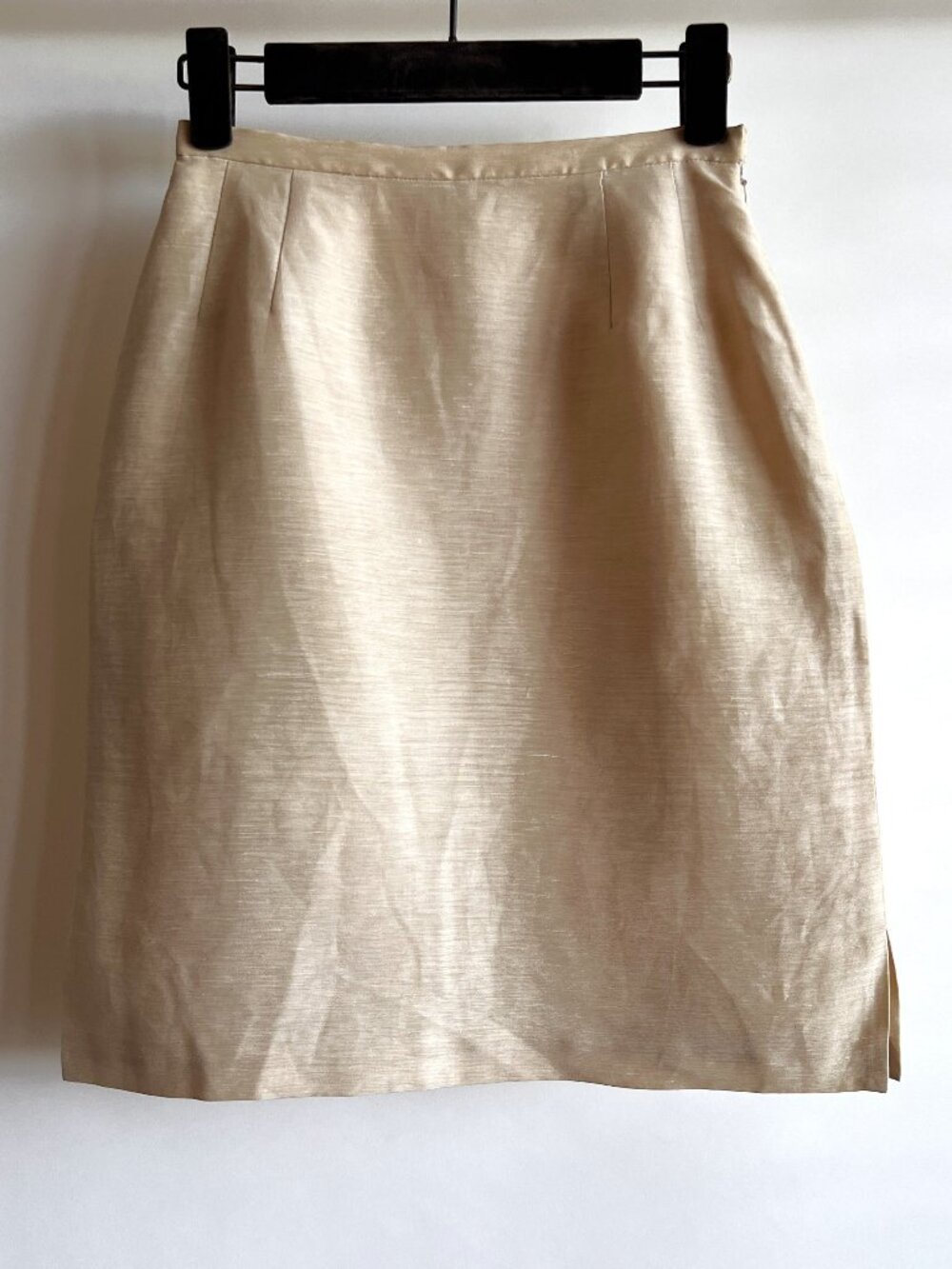 EMANUEL by Emanuel Ungaro Linen-Silk Beige Skirt Vintage, Size Petite 2 (ITA 36)